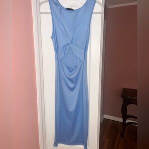 High scoop neck Periwinkle Midi Dress